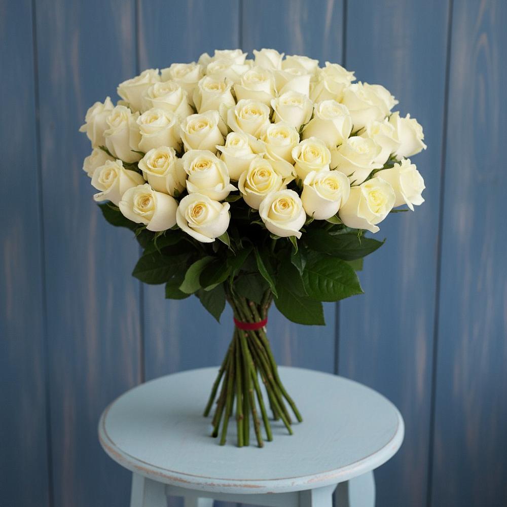 Букет 51 Белая роза Эдлесс Лав в Водный