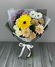 Букет цветов из:  Розы, Герберы и Хризантемы #REPLACE_PRED# Водный