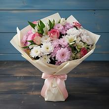 Букет цветов из:  Хризантемы, Альстромерии и Розы в Водный