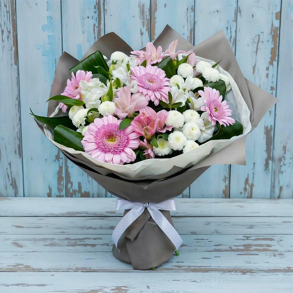 Букет цветов из: Герберы, Альстромерии и Хризантемы в Водный