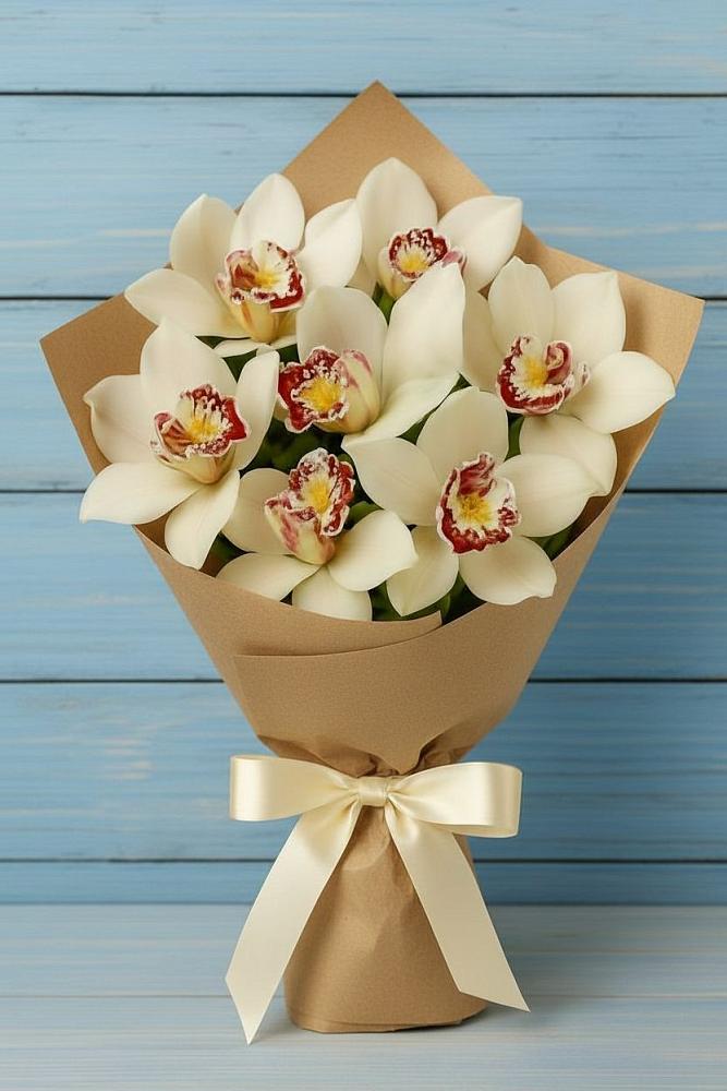 Букет цветов из: Орхидеи и Розы в Водный